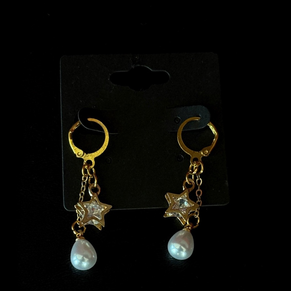 Handmade Star and Pearl Earrings